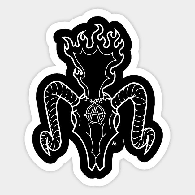 Blazing Anarchist Ram Skull (Dark Colors) Sticker by Shinigamineko77